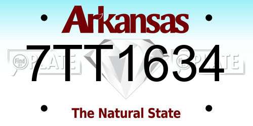 7TT1634 Arkansas License Plate
