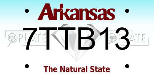 7TTB13 Arkansas License Plate