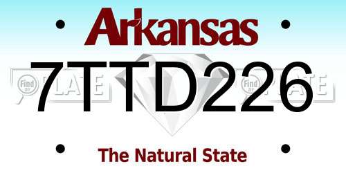 7TTD226 Arkansas License Plate