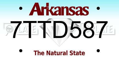 7TTD587 Arkansas License Plate