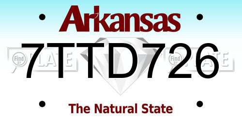 7TTD726 Arkansas License Plate