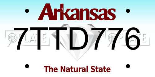 7TTD776 Arkansas License Plate