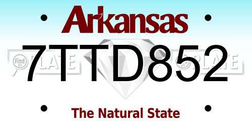 7TTD852 Arkansas License Plate