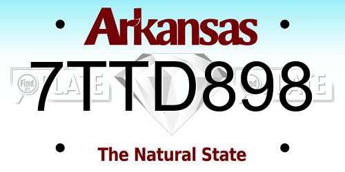 7TTD898 Arkansas License Plate