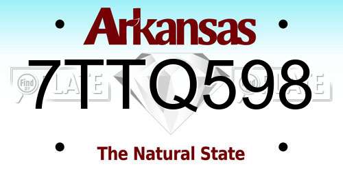 7TTQ598 Arkansas License Plate