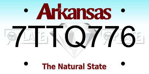 7TTQ776 Arkansas License Plate
