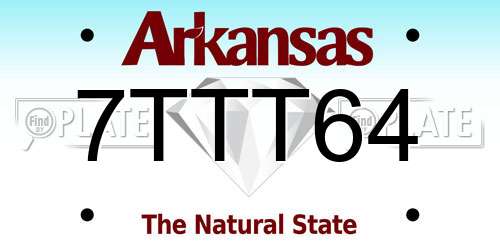 7TTT64 Arkansas License Plate