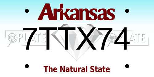 7TTX74 Arkansas License Plate