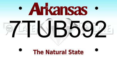 7TUB592 Arkansas License Plate