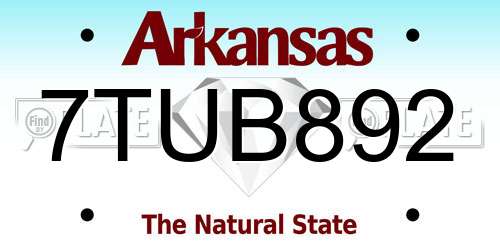 7TUB892 Arkansas License Plate