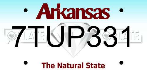 7TUP331 Arkansas License Plate