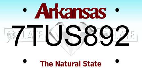 7TUS892 Arkansas License Plate