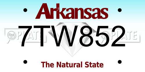 7TW852 Arkansas License Plate