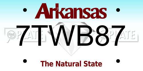 7TWB87 Arkansas License Plate