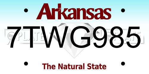 7TWG985 Arkansas License Plate