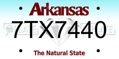 7TX7440 Arkansas License Plate