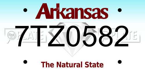 7TZ0582 Arkansas License Plate