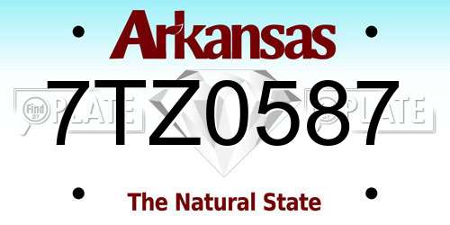 7TZ0587 Arkansas License Plate