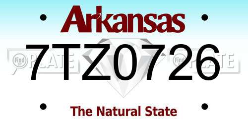 7TZ0726 Arkansas License Plate