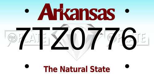 7TZ0776 Arkansas License Plate