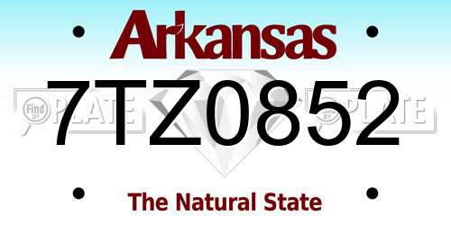 7TZ0852 Arkansas License Plate