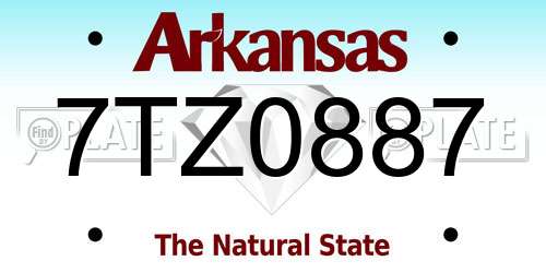 7TZ0887 Arkansas License Plate