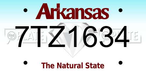 7TZ1634 Arkansas License Plate