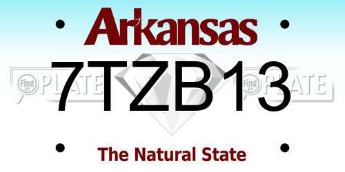 7TZB13 Arkansas License Plate