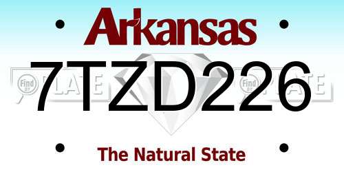 7TZD226 Arkansas License Plate