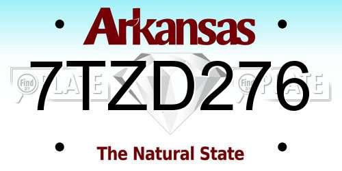 7TZD276 Arkansas License Plate