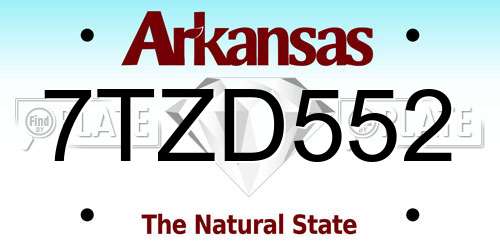 7TZD552 Arkansas License Plate