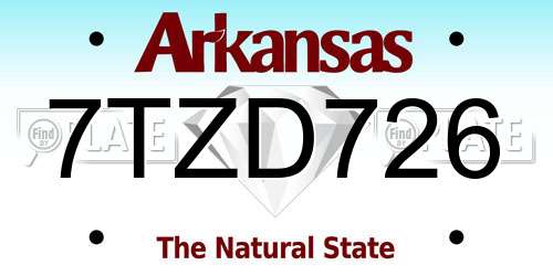 7TZD726 Arkansas License Plate