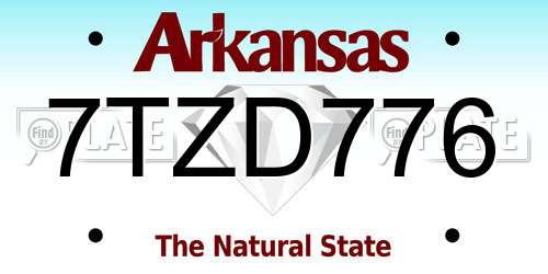 7TZD776 Arkansas License Plate