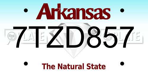 7TZD857 Arkansas License Plate