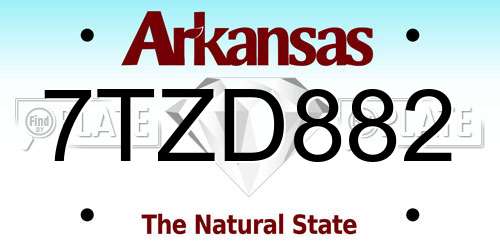 7TZD882 Arkansas License Plate