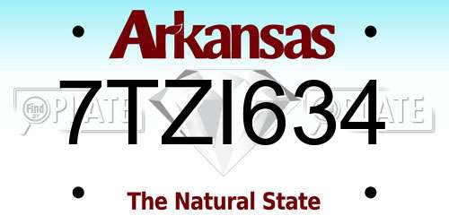 7TZI634 Arkansas License Plate