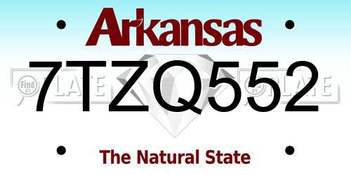7TZQ552 Arkansas License Plate