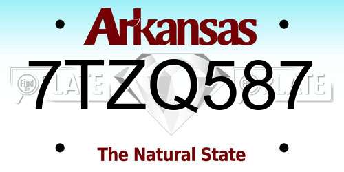 7TZQ587 Arkansas License Plate
