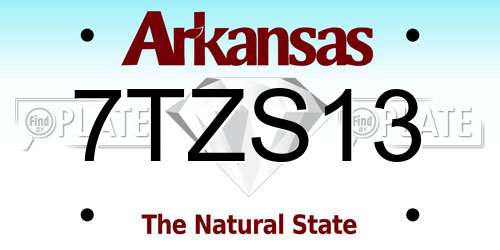 7TZS13 Arkansas License Plate