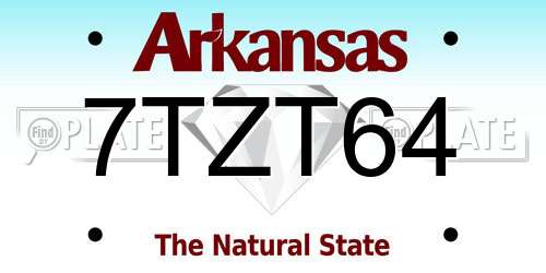 7TZT64 Arkansas License Plate