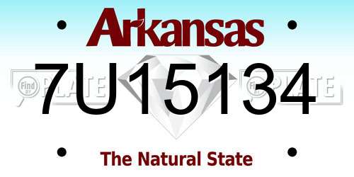 7U15134 Arkansas License Plate