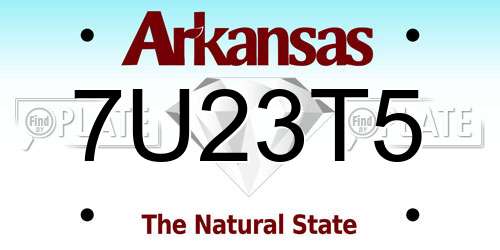 7U23T5 Arkansas License Plate
