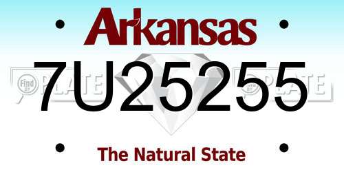7U25255 Arkansas License Plate
