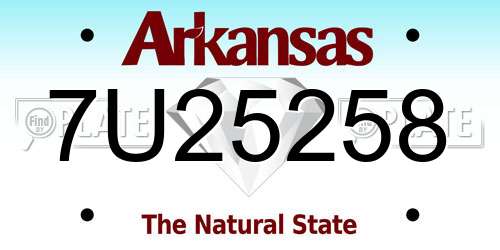 7U25258 Arkansas License Plate