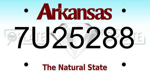 7U25288 Arkansas License Plate