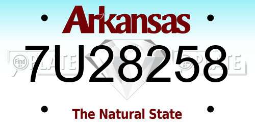 7U28258 Arkansas License Plate