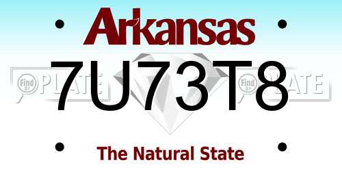 7U73T8 Arkansas License Plate