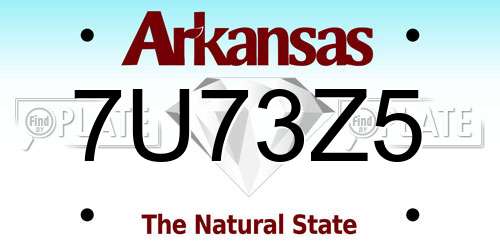 7U73Z5 Arkansas License Plate