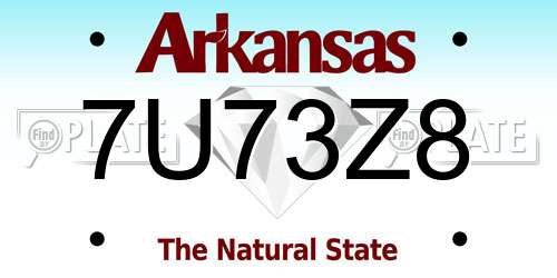 7U73Z8 Arkansas License Plate