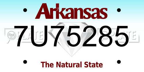 7U75285 Arkansas License Plate